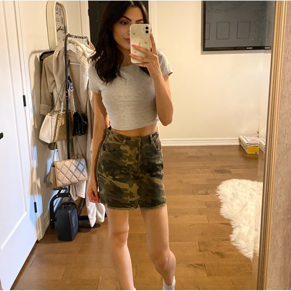 CAMO DENIM SKIRT - Picture 1 of 5